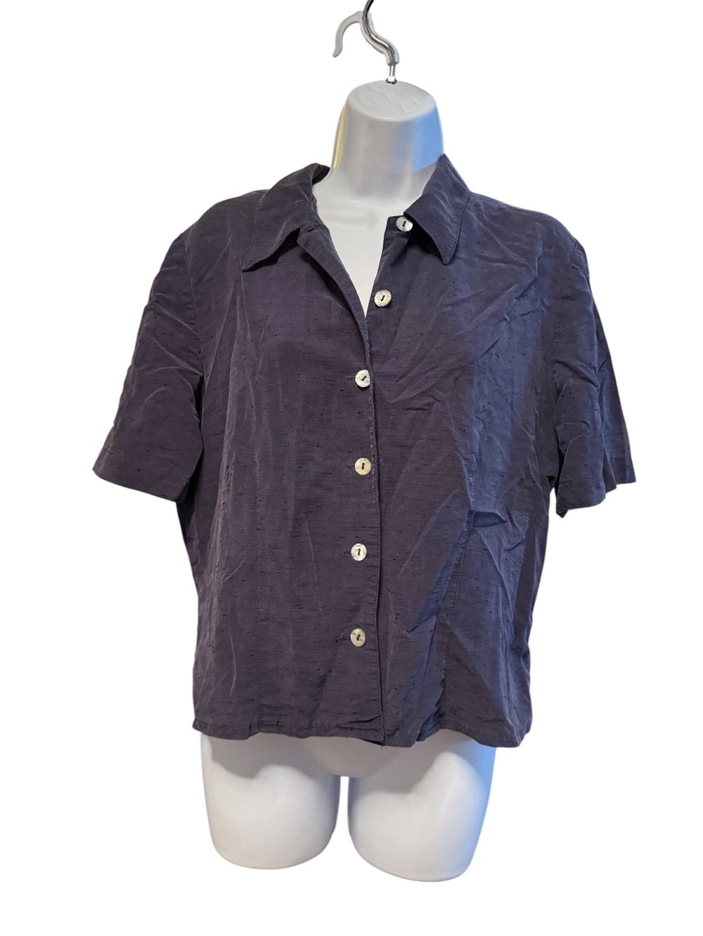 Sheri Martin Navy Button-Up Shirt with Open Back